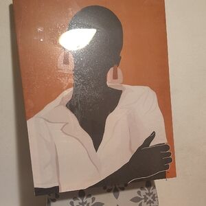 Modern Minimalist Portrait Wall Art - Black Silhouette with Rust and Cream